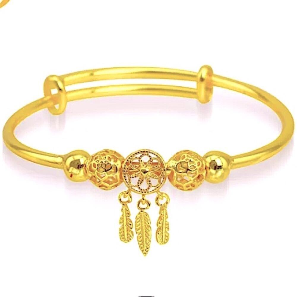 Dreamcatcher Gold Plated 24K Bangle Bracelet